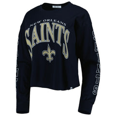 New Orleans Saints '47 Women's Skyler Parkway Cropped Long Sleeve T-Shirt - Black online