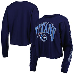 Tennessee Titans '47 Women's Skyler Parkway Cropped Long Sleeve T-Shirt - Navy sale