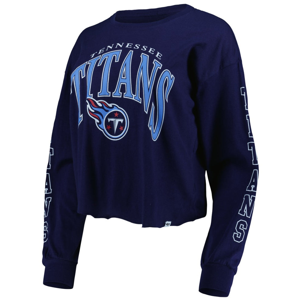 Tennessee Titans '47 Women's Skyler Parkway Cropped Long Sleeve T-Shirt - Navy sale