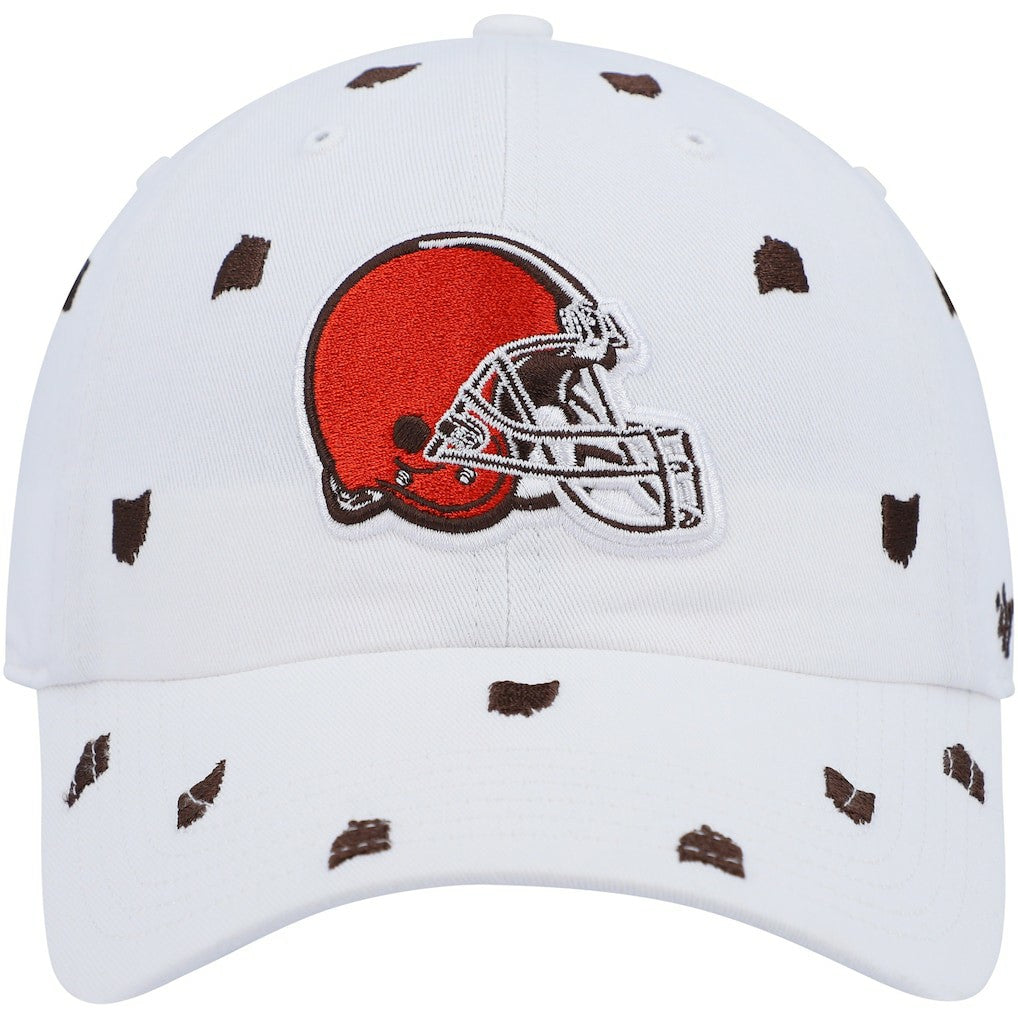 Cleveland Browns '47 Women's Confetti Clean Up Logo Adjustable Hat - White on sale