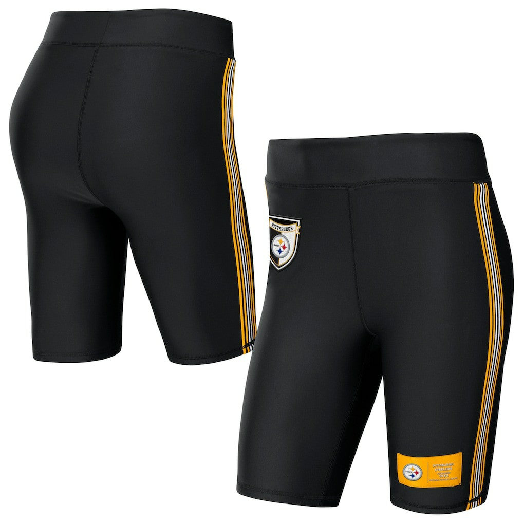 Pittsburgh Steelers WEAR by Erin Andrews Women's Biker Shorts - Black for sale