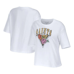 New Orleans Saints WEAR by Erin Andrews Women's Boxy Floral Cropped T-Shirt - White outlet