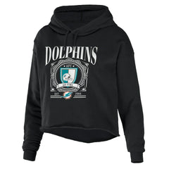 Miami Dolphins WEAR by Erin Andrews Women's Cropped Sponge Fleece Pullover Hoodie - Black online