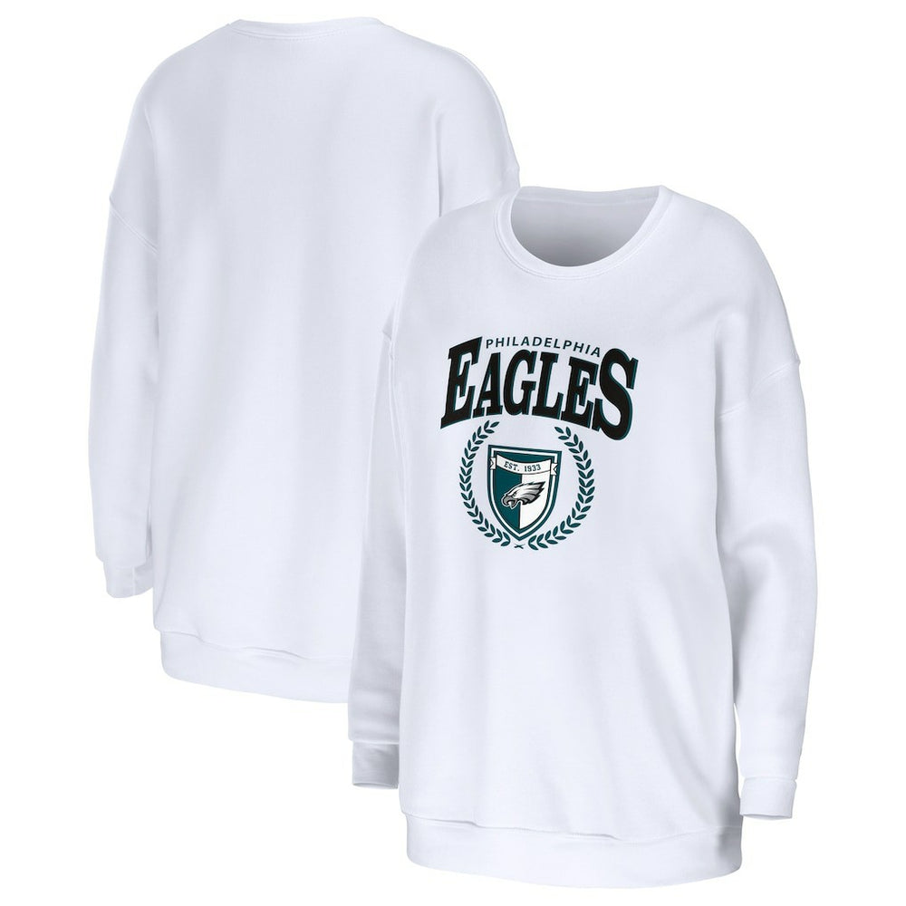 Philadelphia Eagles WEAR by Erin Andrews Women's Oversized Pullover Sweatshirt - White cheap