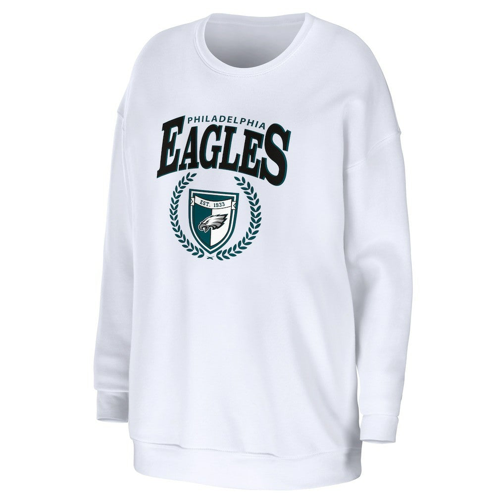 Philadelphia Eagles WEAR by Erin Andrews Women's Oversized Pullover Sweatshirt - White cheap