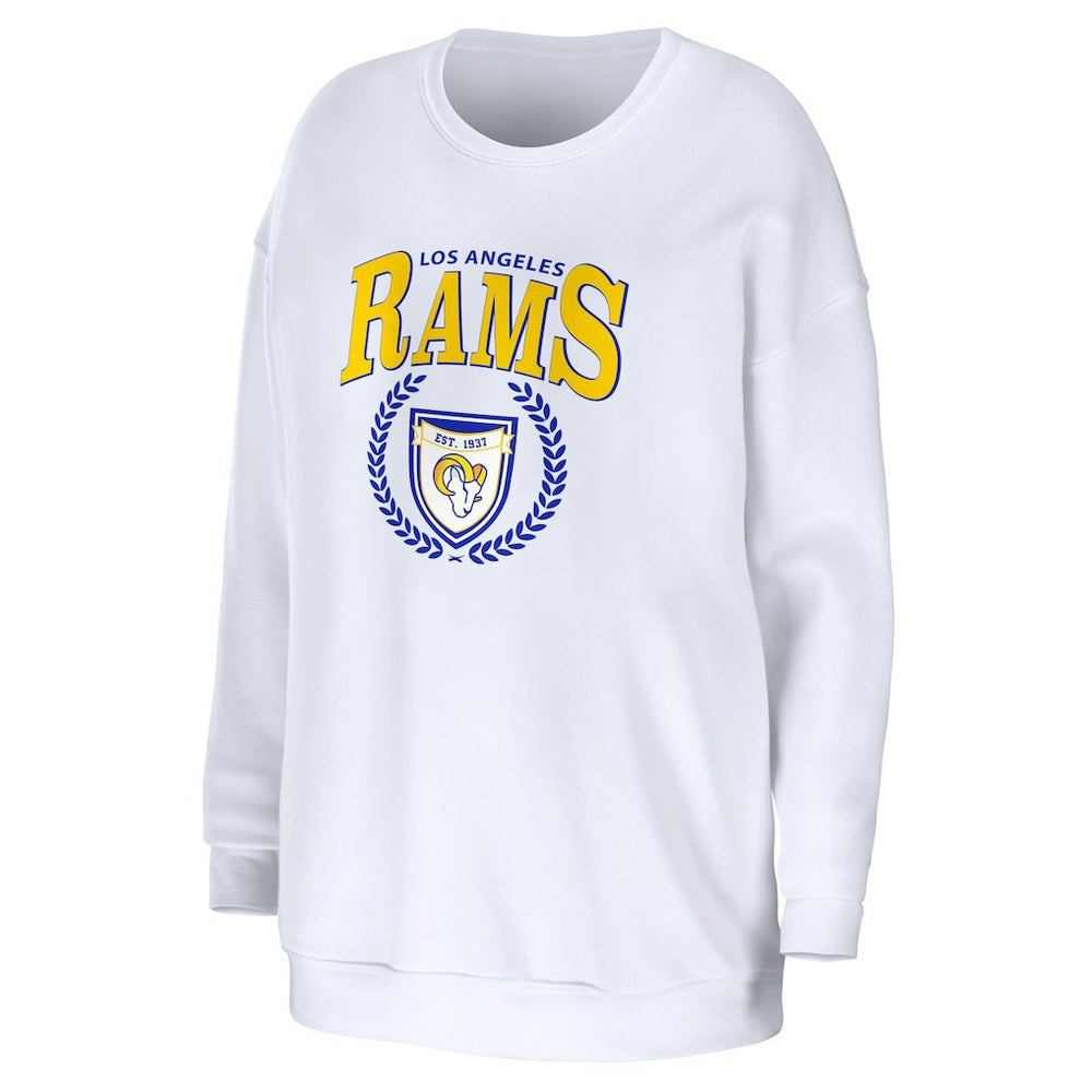Los Angeles Rams WEAR by Erin Andrews Women's Oversized Pullover Sweatshirt - White on sale