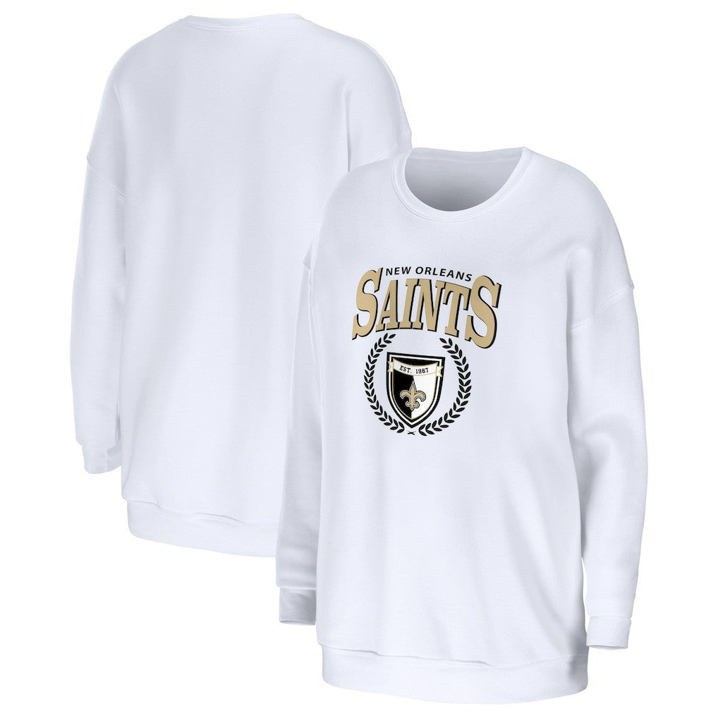 New Orleans Saints WEAR by Erin Andrews Women's Oversized Pullover Sweatshirt - White sale