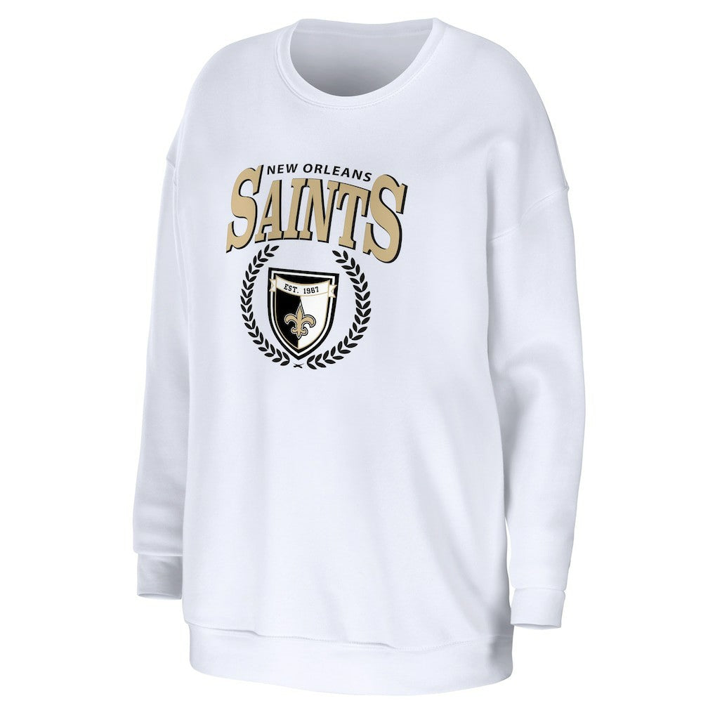 New Orleans Saints WEAR by Erin Andrews Women's Oversized Pullover Sweatshirt - White sale
