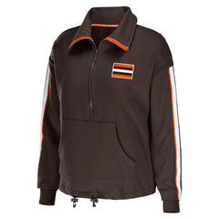 Cleveland Browns WEAR by Erin Andrews Women's Logo Stripe Half-Zip Top - Brown outlet