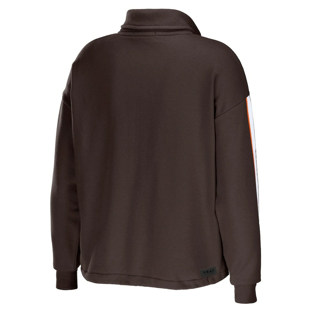 Cleveland Browns WEAR by Erin Andrews Women's Logo Stripe Half-Zip Top - Brown outlet