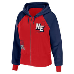New England Patriots WEAR by Erin Andrews Women's Colorblock Lightweight Full-Zip Hoodie - Red cheap