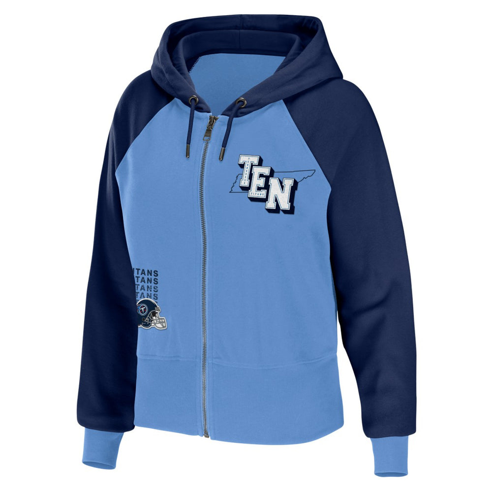 Tennessee Titans WEAR by Erin Andrews Women's Colorblock Lightweight Full-Zip Hoodie - Light Blue on sale