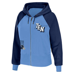 Tennessee Titans WEAR by Erin Andrews Women's Colorblock Lightweight Full-Zip Hoodie - Light Blue on sale