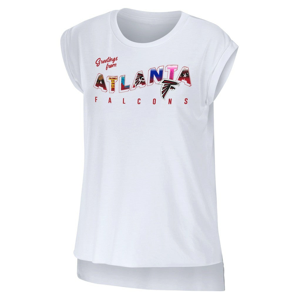 Atlanta Falcons WEAR by Erin Andrews Women's Greetings From Muscle T-Shirt - White online