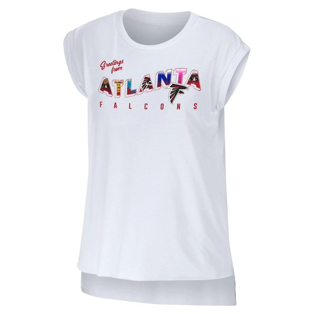 Atlanta Falcons WEAR by Erin Andrews Women's Greetings From Muscle T-Shirt - White online
