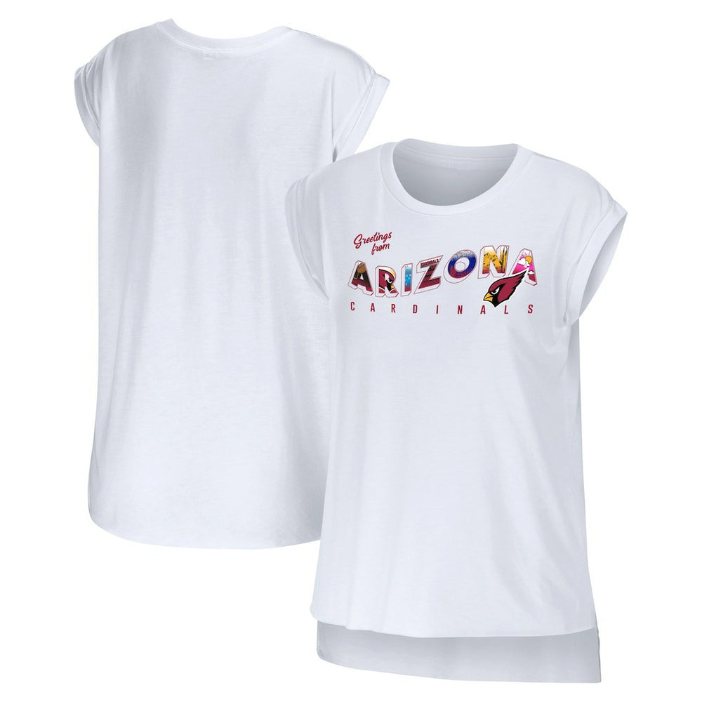 Arizona Cardinals WEAR by Erin Andrews Women's Greetings From Muscle T-Shirt - White cheap