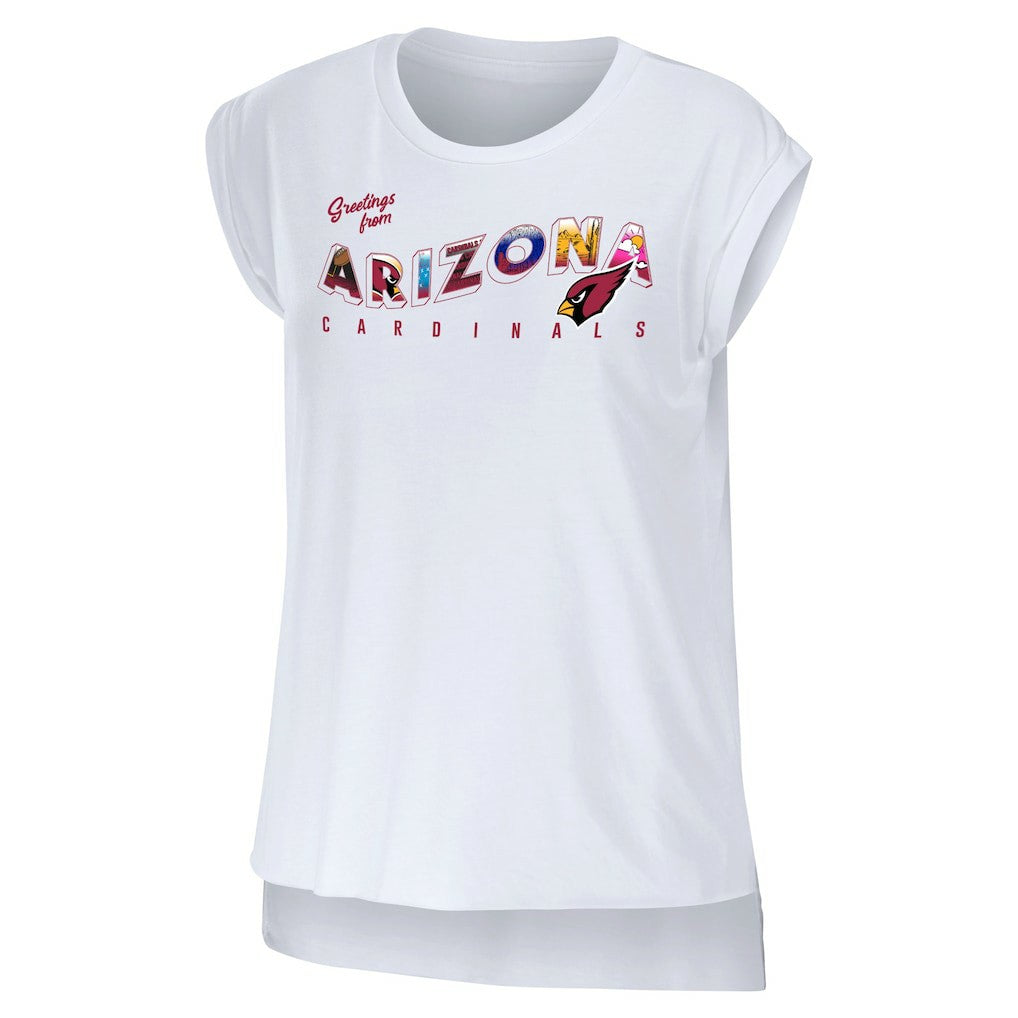 Arizona Cardinals WEAR by Erin Andrews Women's Greetings From Muscle T-Shirt - White cheap