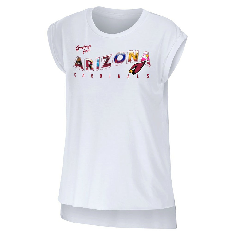 Arizona Cardinals WEAR by Erin Andrews Women's Greetings From Muscle T-Shirt - White cheap