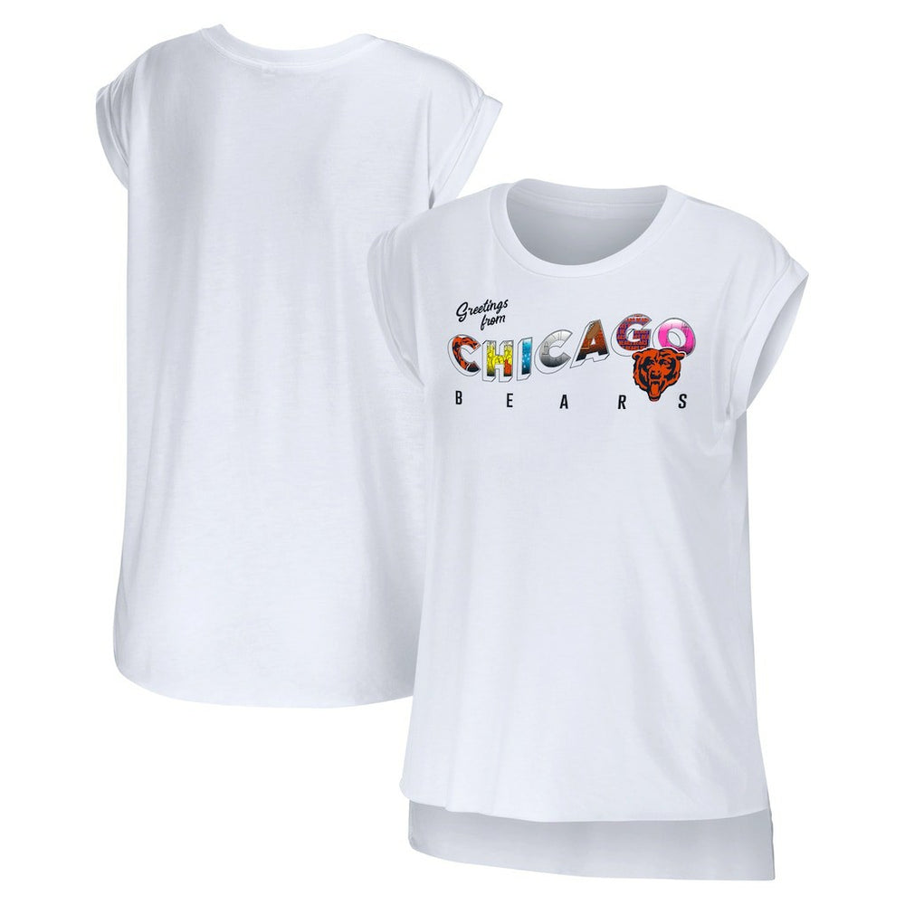 Chicago Bears WEAR by Erin Andrews Women's Greetings From Muscle T-Shirt - White outlet