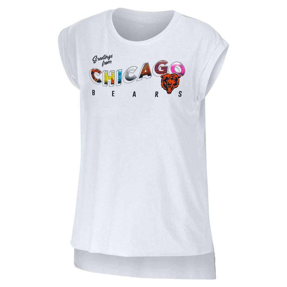 Chicago Bears WEAR by Erin Andrews Women's Greetings From Muscle T-Shirt - White outlet