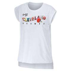 Cleveland Browns WEAR by Erin Andrews Women's Greetings From Muscle T-Shirt - White online