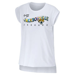 Jacksonville Jaguars WEAR by Erin Andrews Women's Greetings From Muscle T-Shirt - White discount
