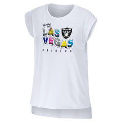 Las Vegas Raiders WEAR by Erin Andrews Women's Greetings From Muscle T-Shirt - White outlet