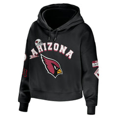 Arizona Cardinals WEAR by Erin Andrews Women's Modest Cropped Pullover Hoodie - Black cheap