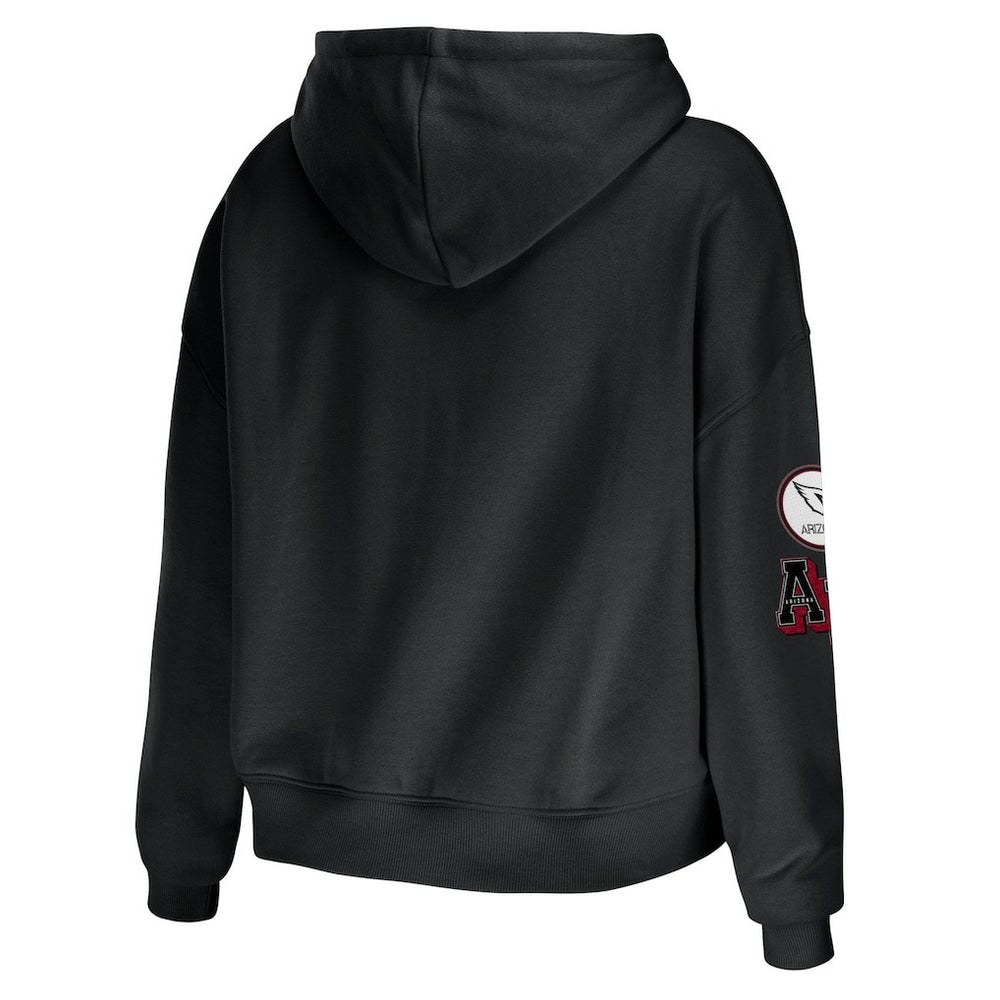 Arizona Cardinals WEAR by Erin Andrews Women's Modest Cropped Pullover Hoodie - Black cheap