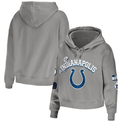 Indianapolis Colts WEAR by Erin Andrews Women's Modest Cropped Pullover Hoodie - Gray outlet