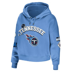 Tennessee Titans WEAR by Erin Andrews Women's Modest Cropped Pullover Hoodie - Light Blue discount