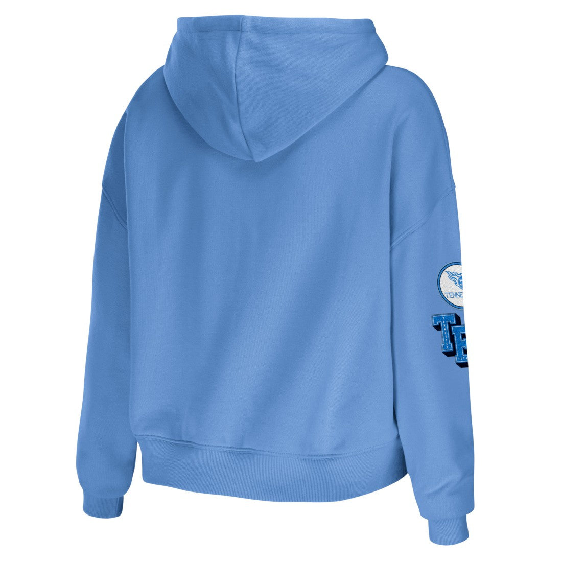 Tennessee Titans WEAR by Erin Andrews Women's Modest Cropped Pullover Hoodie - Light Blue discount