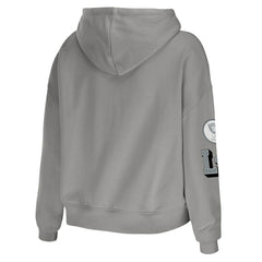 Las Vegas Raiders WEAR by Erin Andrews Women's Plus Size Modest Cropped Pullover Hoodie - Gray for sale