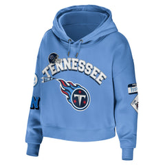 Tennessee Titans WEAR by Erin Andrews Women's Plus Size Modest Cropped Pullover Hoodie - Light Blue discount