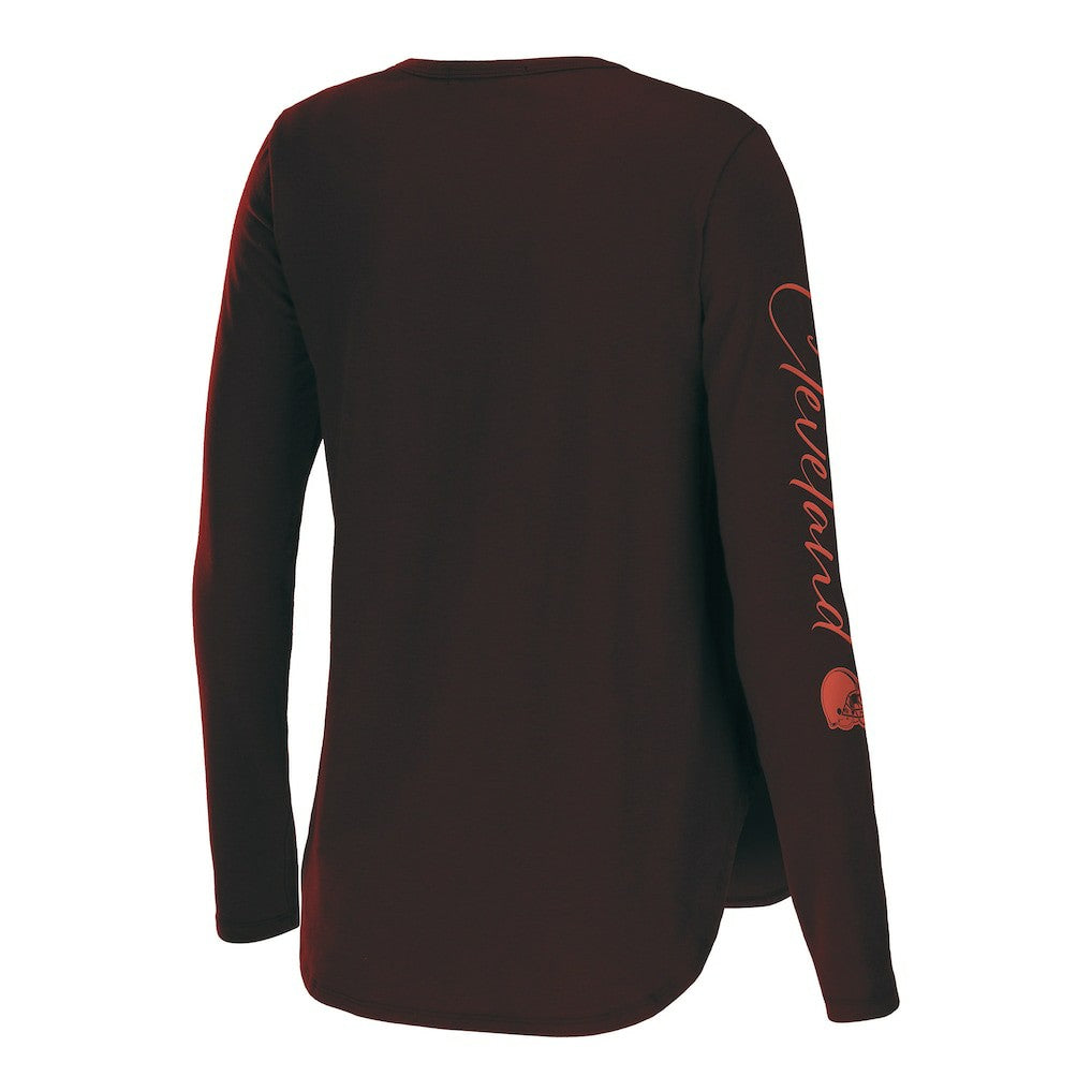 Cleveland Browns WEAR by Erin Andrews Women's Team Scoop Neck T-Shirt - Brown outlet