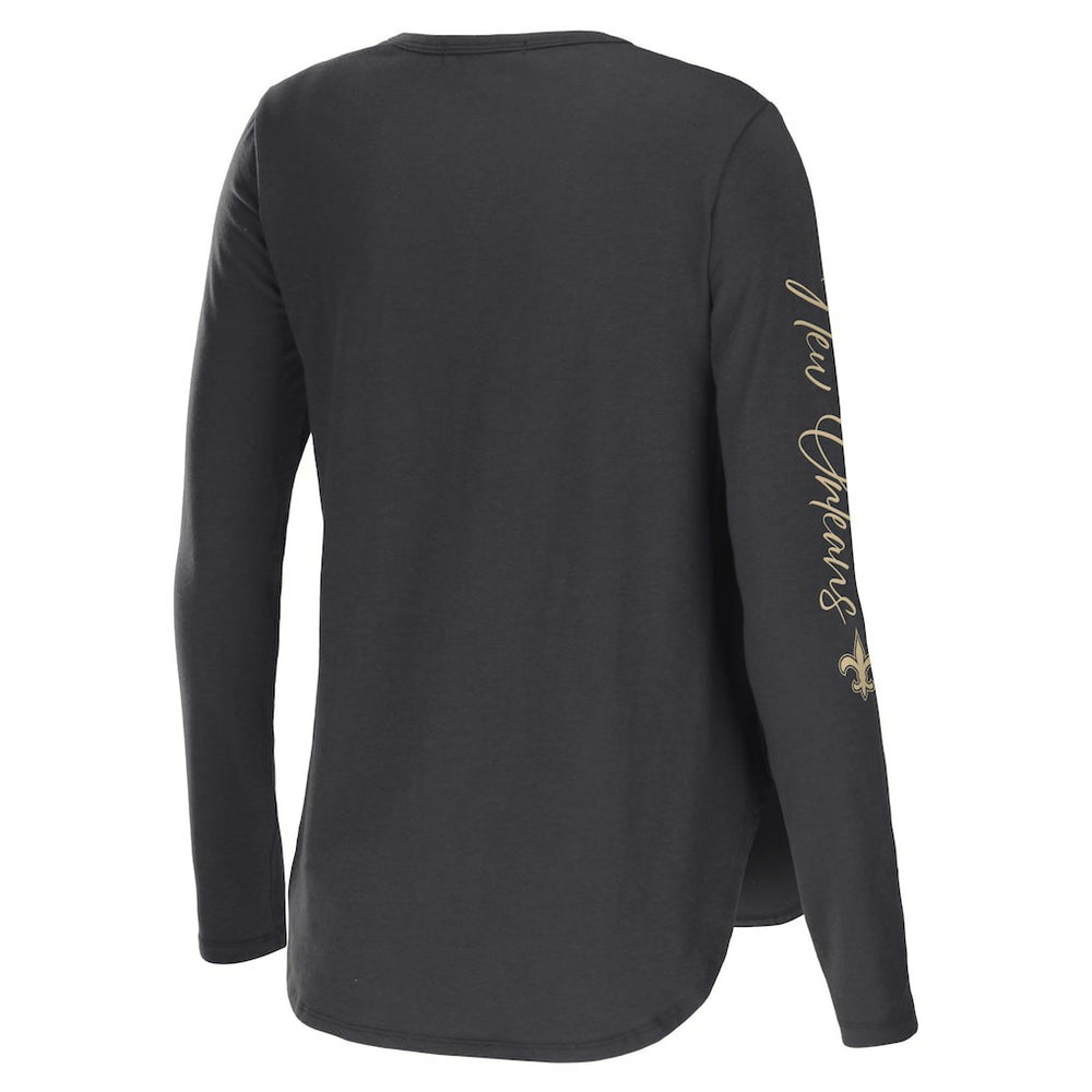 New Orleans Saints WEAR by Erin Andrews Women's Team Scoop Neck T-Shirt - Charcoal cheap
