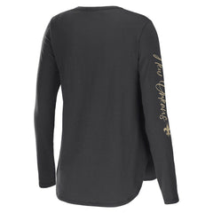 New Orleans Saints WEAR by Erin Andrews Women's Team Scoop Neck T-Shirt - Charcoal cheap