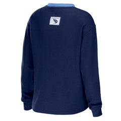 Tennessee Titans WEAR by Erin Andrews Women's Waffle Henley Long Sleeve T-Shirt - Navy outlet