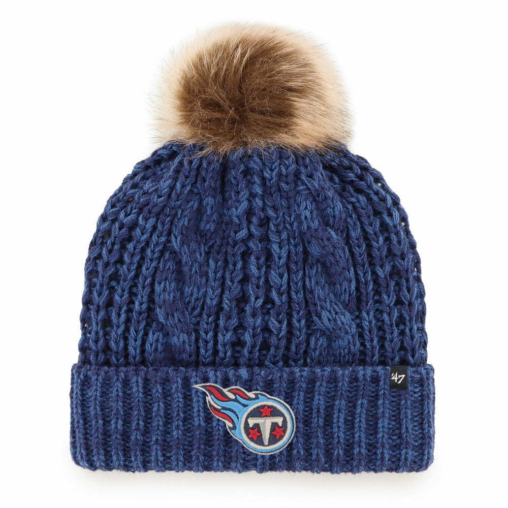 Tennessee Titans '47 Women's Meeko Cuffed Knit Hat with Pom - Navy for sale