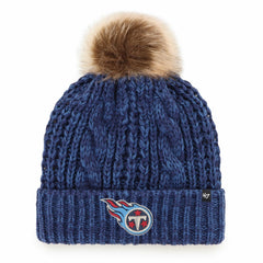 Tennessee Titans '47 Women's Meeko Cuffed Knit Hat with Pom - Navy for sale