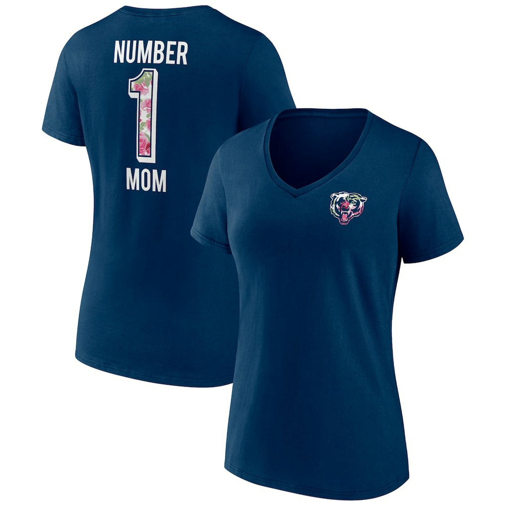 Chicago Bears Women's Plus Size Mother's Day #1 Mom V-Neck T-Shirt - Navy online