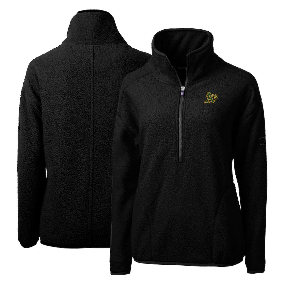 Athletics Cutter & Buck Women's Cascade Eco Sherpa Fleece Quarter-Zip Pullover Jacket - Black