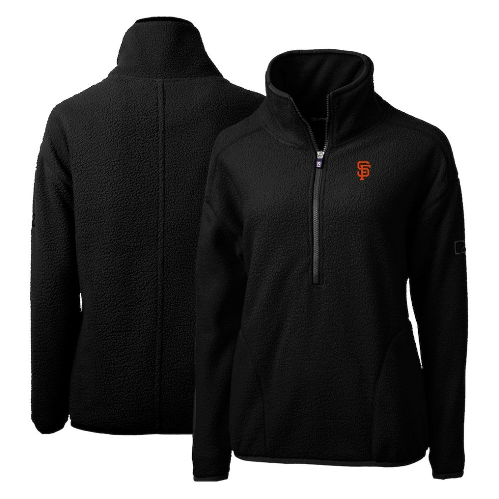 San Francisco Giants Cutter & Buck Women's Cascade Eco Sherpa Fleece Quarter-Zip Pullover Jacket - Black