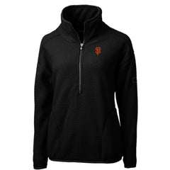 San Francisco Giants Cutter & Buck Women's Cascade Eco Sherpa Fleece Quarter-Zip Pullover Jacket - Black