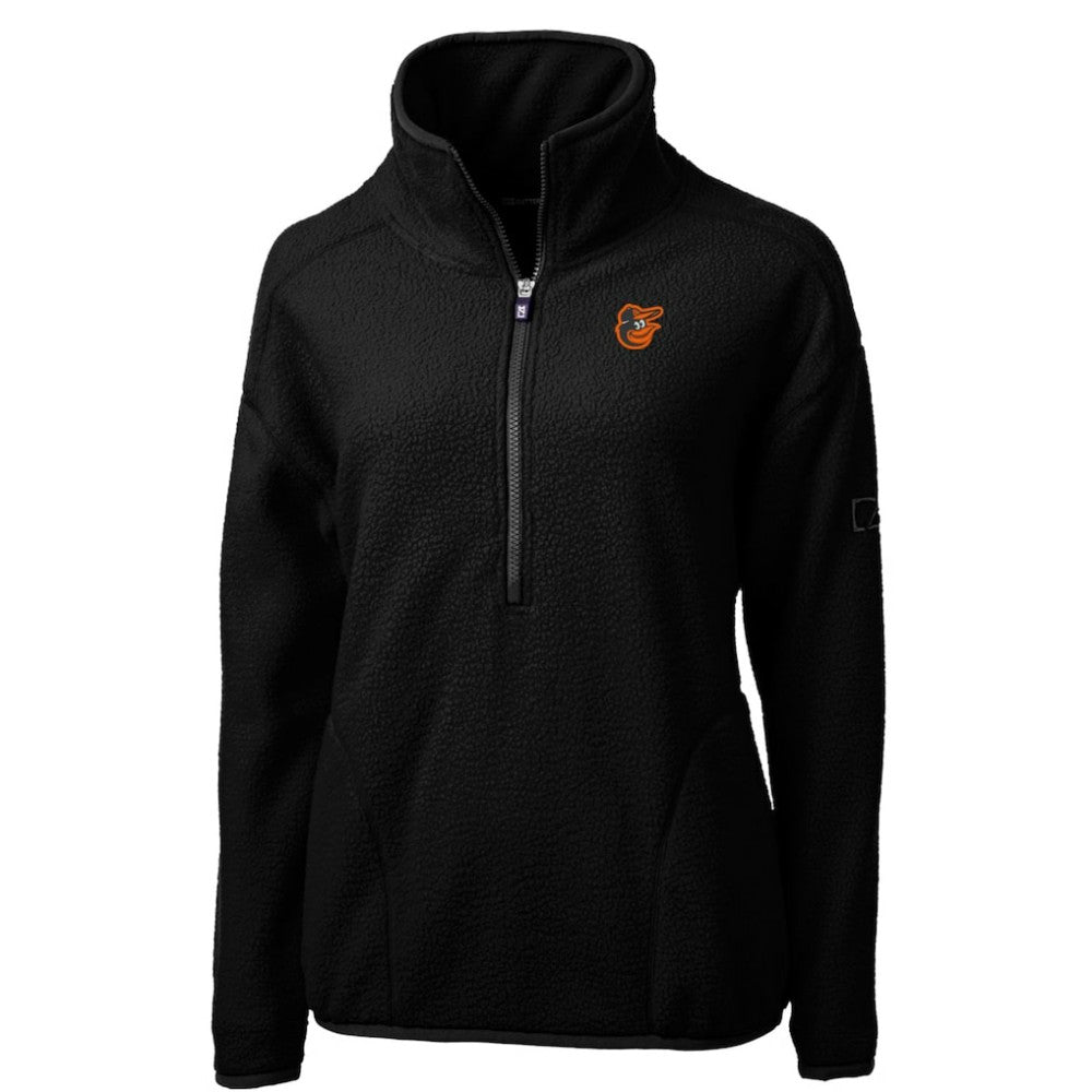 Baltimore Orioles Cutter & Buck Women's Cascade Eco Sherpa Fleece Quarter-Zip Pullover Jacket - Black