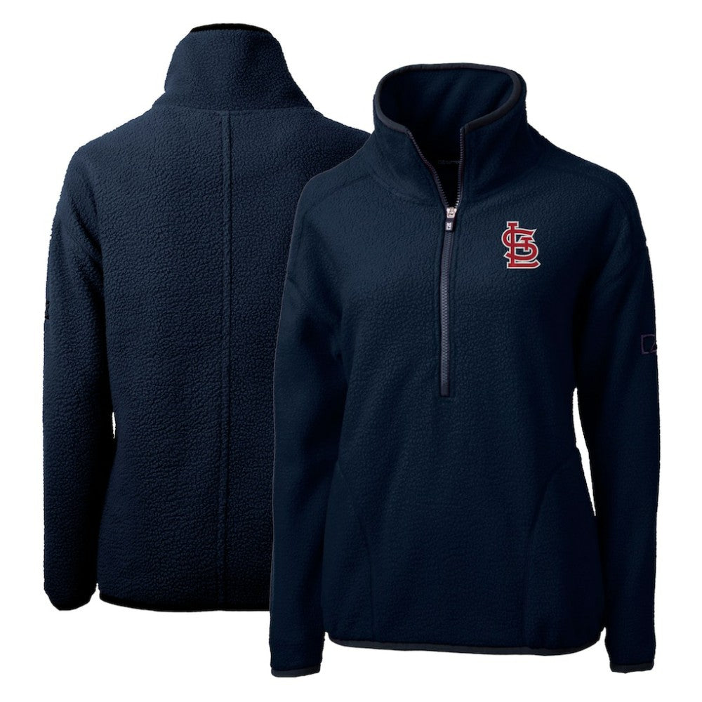 St. Louis Cardinals Cutter & Buck Women's Cascade Eco Sherpa Fleece Quarter-Zip Pullover Jacket - Navy