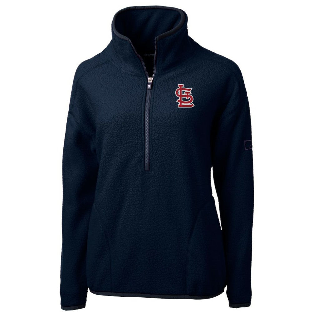 St. Louis Cardinals Cutter & Buck Women's Cascade Eco Sherpa Fleece Quarter-Zip Pullover Jacket - Navy