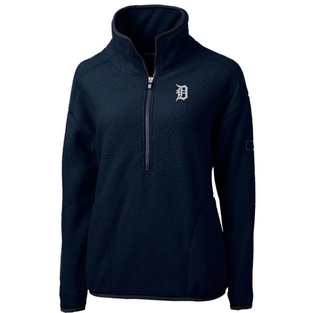 Detroit Tigers Cutter & Buck Women's Cascade Eco Sherpa Fleece Quarter-Zip Pullover Jacket - Navy