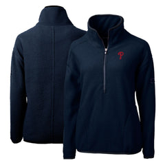 Philadelphia Phillies Cutter & Buck Women's Cascade Eco Sherpa Fleece Quarter-Zip Pullover Jacket - Navy