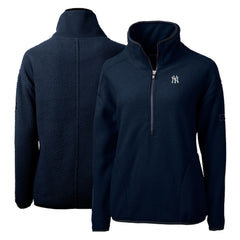 New York Yankees Cutter & Buck Women's Cascade Eco Sherpa Fleece Quarter-Zip Pullover Jacket - Navy